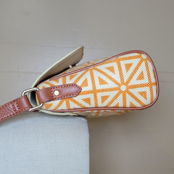 Spartina 449 Zesty Citrus Leather And Linen Crossbody Purse - Picture 4 of 17